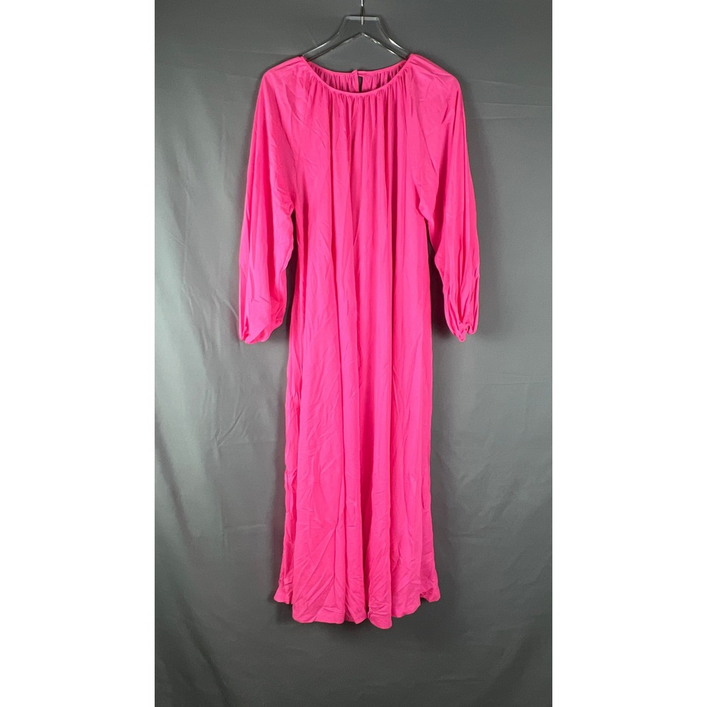 Gaymode By Jc Penney Maxi Dress Womens XL Hot Pink Billowy Sleeve Loungewear